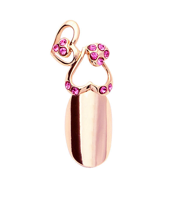 Nail Jewelry Twin Hearts (M-Pink Gold)